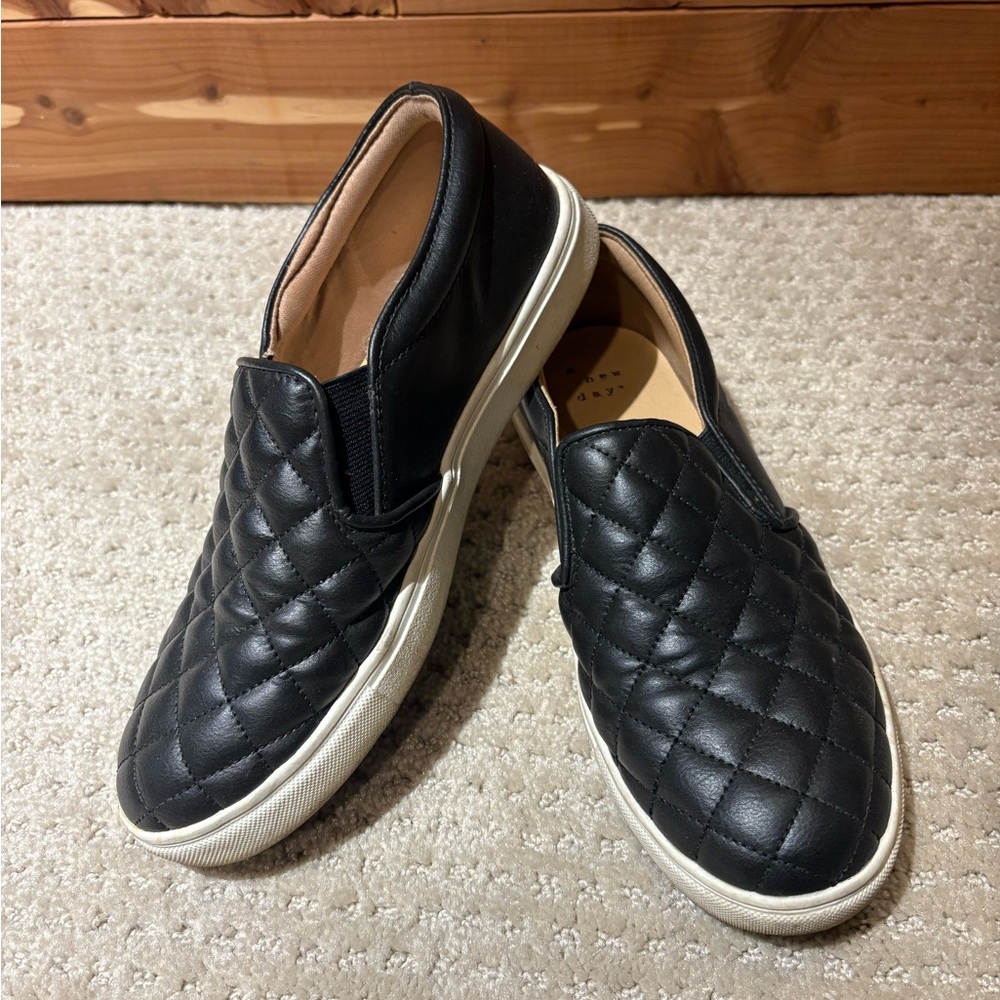 A New Day Quilted Black Slip-On Shoes